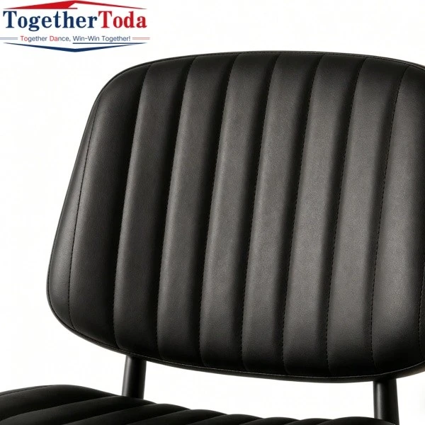 Metal Frame Leather Dining Chair Backrest Detail