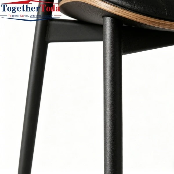 Metal Frame Leather Dining Chair Leg Detail Close-up