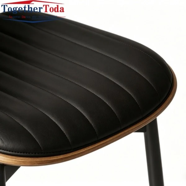 Metal Frame Leather Dining Chair Seat Cushion Detail